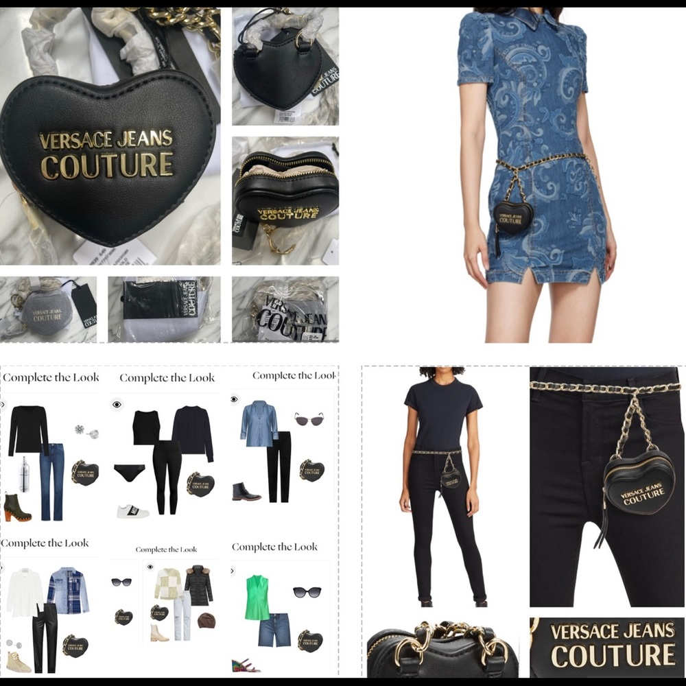 VERSACE MINI HEART SHAPE BELT BAG WITH GOLDTONE HARDWARE